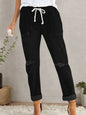 Women’s Distressed Stretch Jeans – Casual Elastic Waist Denim Joggers FitiqueFit