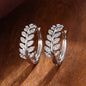 [1Pair Leaf Earrings] Zirconia Inlaid Leaf-Shaped Hoop Huggie Earrings for Women 1Pair Holiday Jewelry NovaCart
