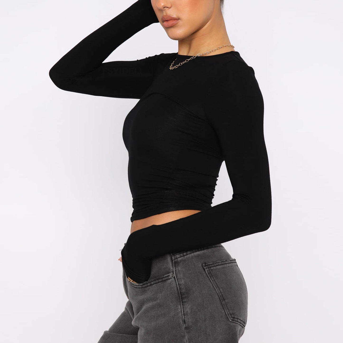 Slim Fit Long Sleeve Shirt | Women's Casual Crop Tops FitiqueFit