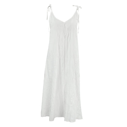 Autumn White Comfortable Sling Dress Grayceful LLC