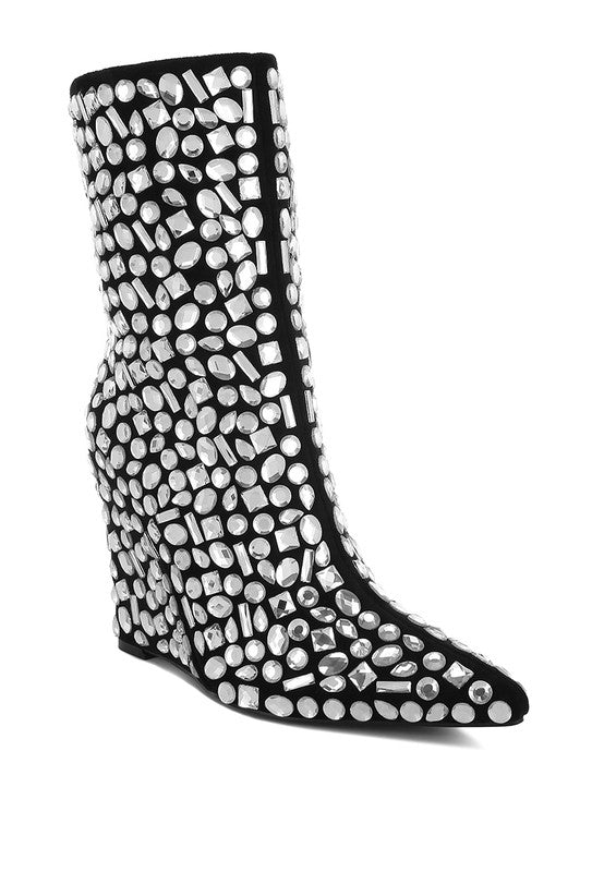 Trend Titan Diamante Slim Wedge Heel Boots Shop Style & More | Fresh Looks, Everyday Deals & Free Shipping