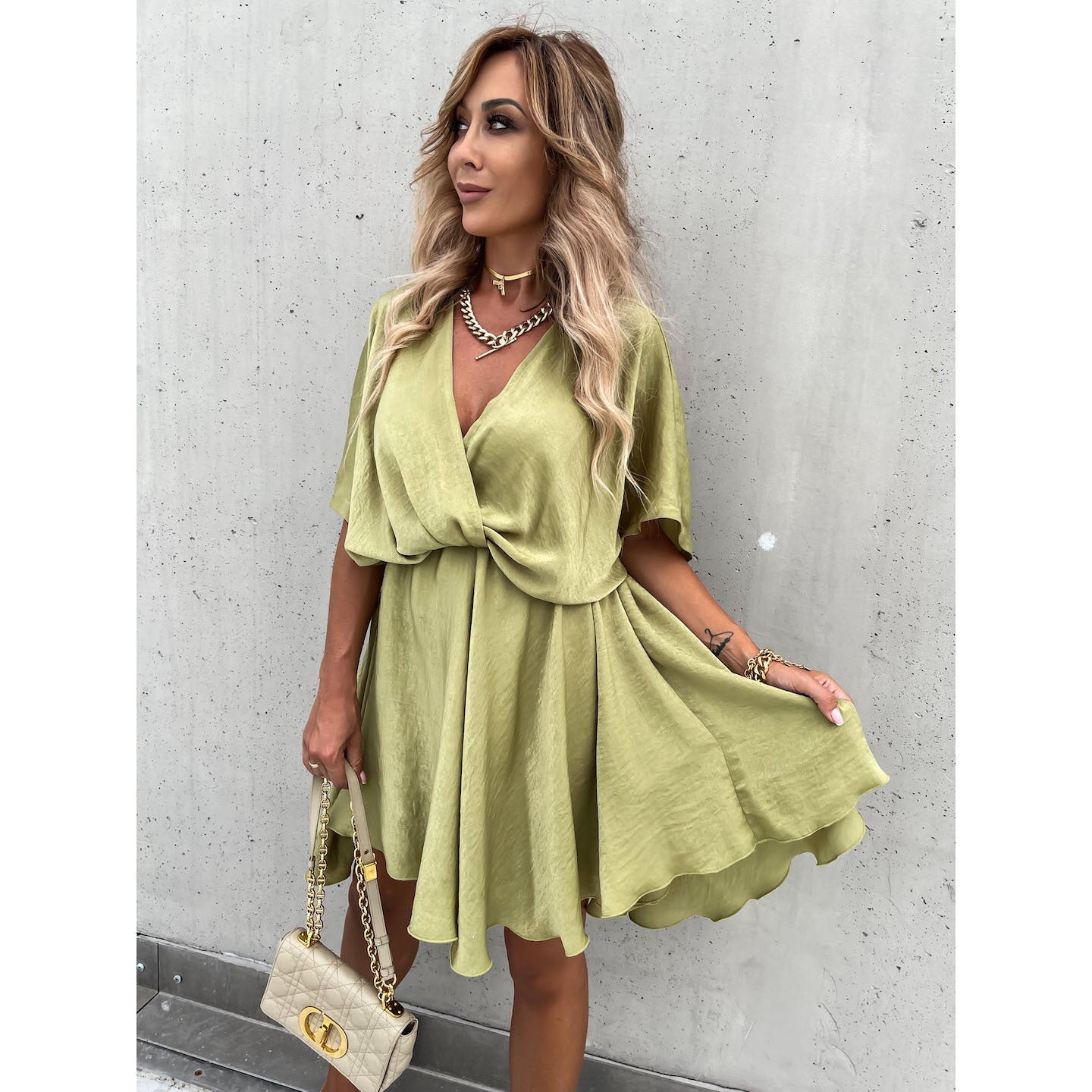 Satin Loose Midi Dress – Relaxed Fit Casual Vacation Dress FitiqueFit