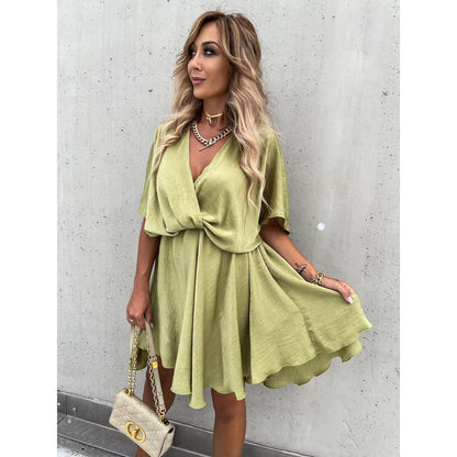 Satin Loose Midi Dress – Relaxed Fit Casual Vacation Dress FitiqueFit