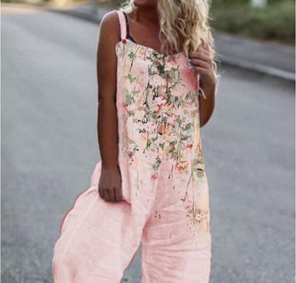 Women's Butterfly Print Overalls – Sleeveless Loose Fit Suspender Pants FitiqueFit