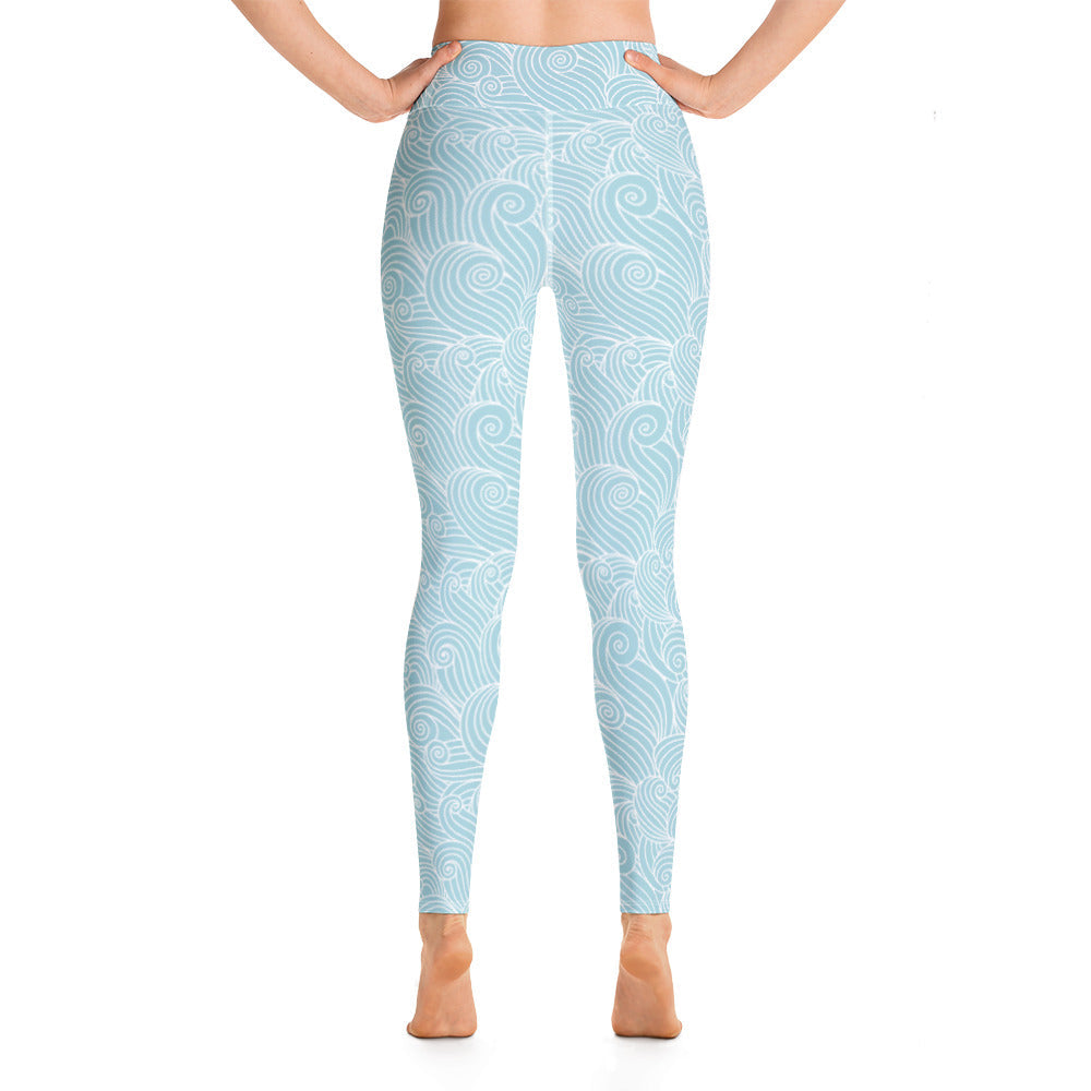 Women's Blue Ocean Swirl Yoga Leggings New Era Fashion LLc