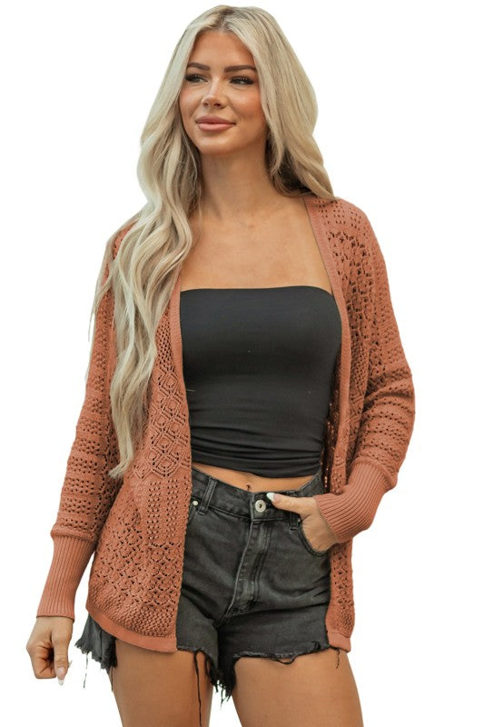Solid Hollow Knit Open-Front Cardigan Shop Style & More | Fresh Looks, Everyday Deals & Free Shipping