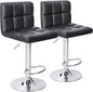 Modern PU Leather Adjustable Swivel Bar Stools, Armless Hydraulic Kitchen Counter Barstools, Extra Height Square Island Barstools with Back, Set of 2 (Black) New Era Fashion LLc