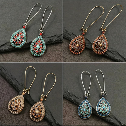 Boho Teardrop Earrings Alloy Ethnic Beads Flower Earrings Colorful Ear Jewelry NovaCart