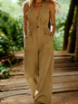 Women's V-Neck Sleeveless Wide-Leg Jumpsuit With Pockets FitiqueFit