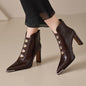 Women's Satin Pointed Toe Chunky Heel Short Boots – Ultra High Heel FitiqueFit