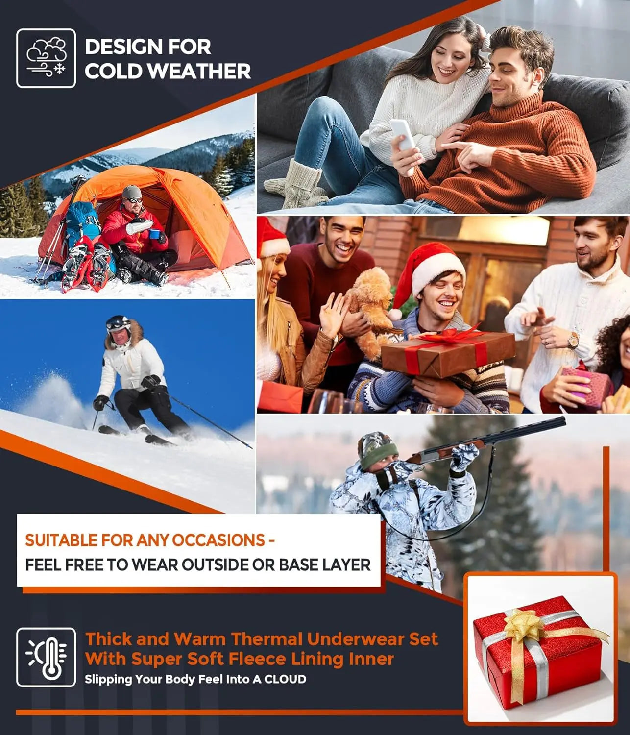Thermal Underwear Long Johns Set Mens Winter Gift Hunting Gear Sport Base Layer Bottom Top