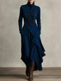 Women's Cross-Wrap High-Neck Long-Sleeve Maxi Dress FitiqueFit