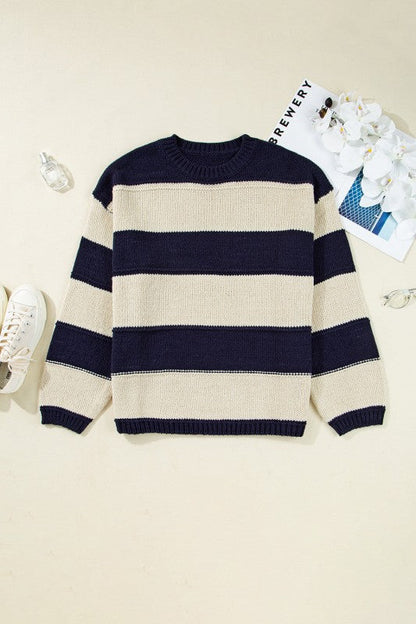 Plus Size Stripe Colorblock Drop Shoulder Sweater Shop Style & More | Fresh Looks, Everyday Deals & Free Shipping