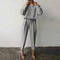Women’s Solid Color 2-Piece Set – Long Sleeve Top & Pleated Pants Loungewear FitiqueFit