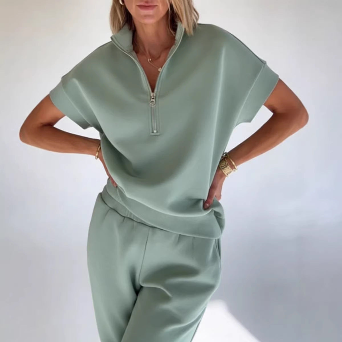 Athleisure Knit 3/4 Sleeve T-Shirt & Pants Set – 3 Colors, S–3XL FitiqueFit