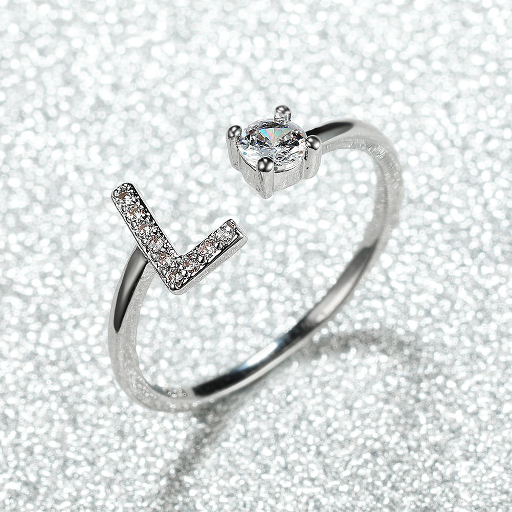 Popular Fashion Silvery AZ Letter Ring Initials Wedding Love Couple Rings Bridesmaid Gift NovaCart
