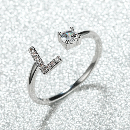 Popular Fashion Silvery AZ Letter Ring Initials Wedding Love Couple Rings Bridesmaid Gift NovaCart