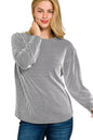 Zenana Full Size Raised Rib Round Neck Long Sleeve Top Plus Size Garden Naked Curves