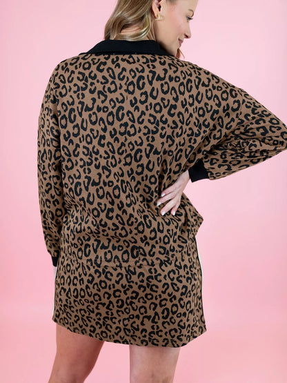 Leopard Print Half Zip Pullover & Drawstring Skirt Set See size chart under “more details” The Fashion Celestial