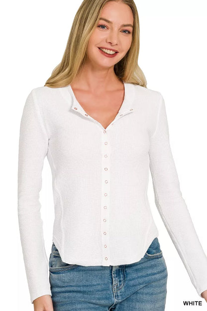 Zenana Double Knit Snap Button Shirts New Era Fashion LLc