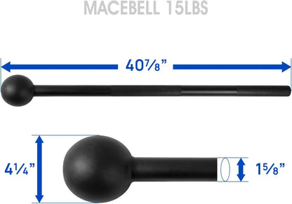 Elevate Your Strength Training with the Versatile 15lb Steel Mace Bell - Perfect for Full Body Workouts, Grip and Shoulder Enhancements