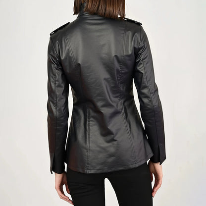 Vintage Style PU Jacket — Mid-Length Open Cardigan Leather Coat with Pockets FitiqueFit