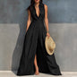 Women's High-Waist Lapel Shirt Maxi Dress – Elegant & Versatile FitiqueFit
