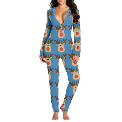 Printed Button Tight Jumpsuit For Women Grayceful LLC