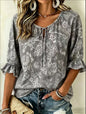Women's Floral Print Three-Quarter Sleeve Shirt – Relaxed Retro FitiqueFit