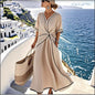 Striped Print Maxi Dress – Short Sleeve Beach Vacation Dress FitiqueFit