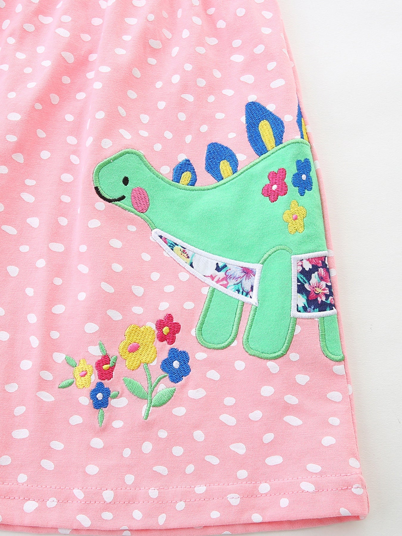 Children's Dinosaur Polka Dot Short Sleeve Dress New Era Fashion LLc