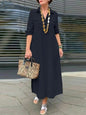 Elegant Solid Color Long Sleeve Button Lapel Dress Grayceful LLC