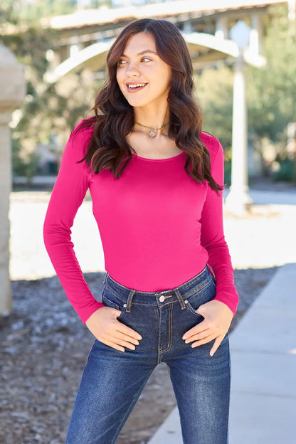 Basic Bae Full Size Round Neck Long Sleeve Bodysuit New Era Fashion LLc