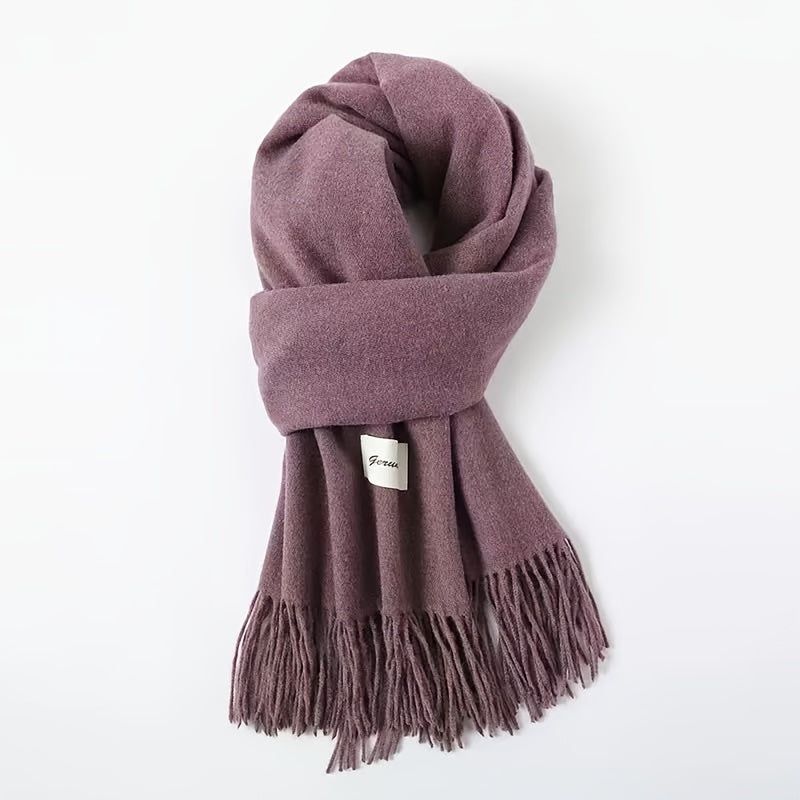 Solid Color Tassel Scarf, Hand Wash Only, Elegant Fringe Shawl for Women, Fashion Accessory NovaCart