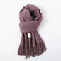Solid Color Tassel Scarf, Hand Wash Only, Elegant Fringe Shawl for Women, Fashion Accessory NovaCart