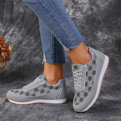 Floral Print Lace-Up Sneakers – Comfortable Canvas Shoes FitiqueFit