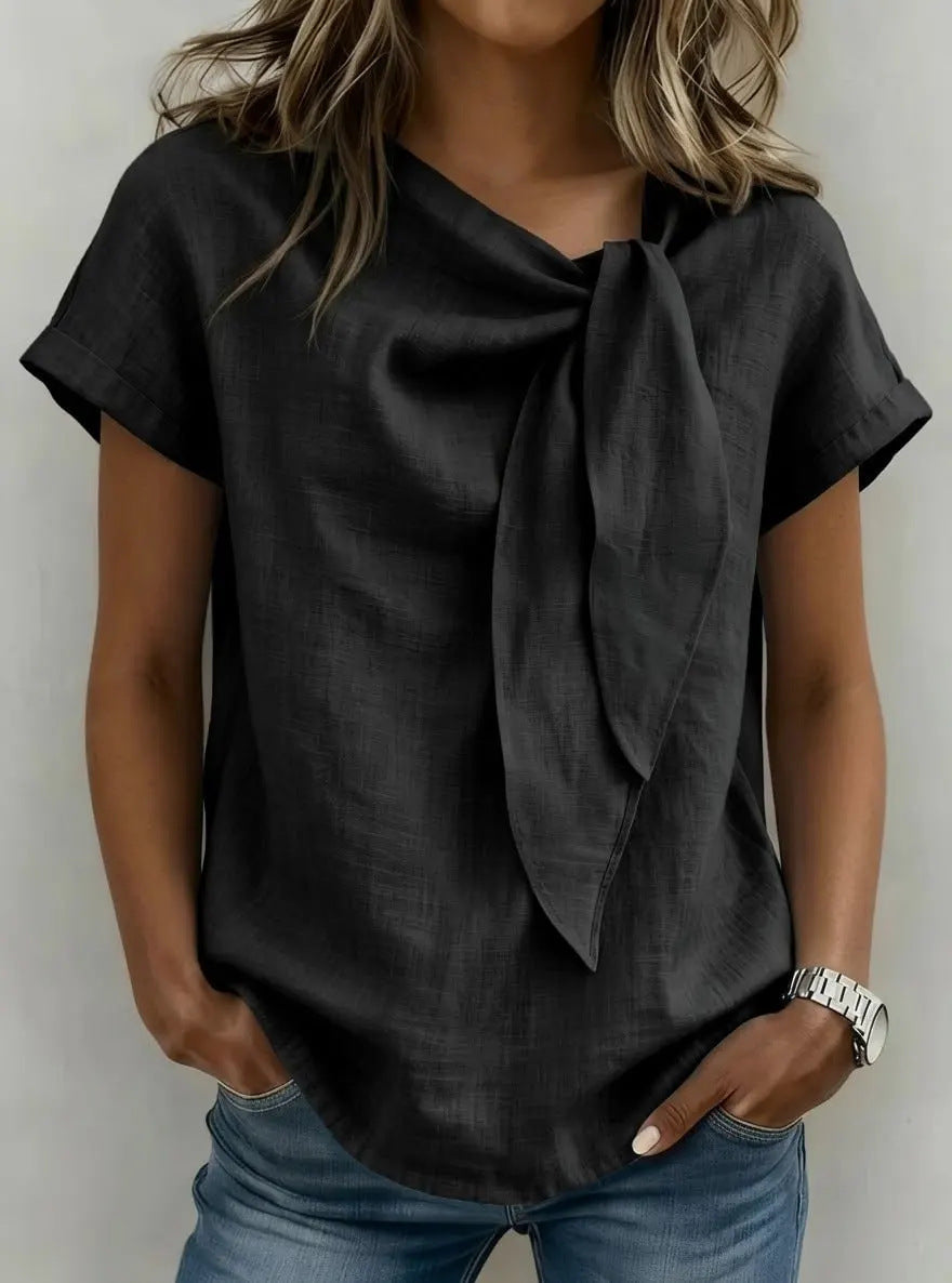 Women's Loose-Fit Short Sleeve Casual Pullover T-Shirt FitiqueFit