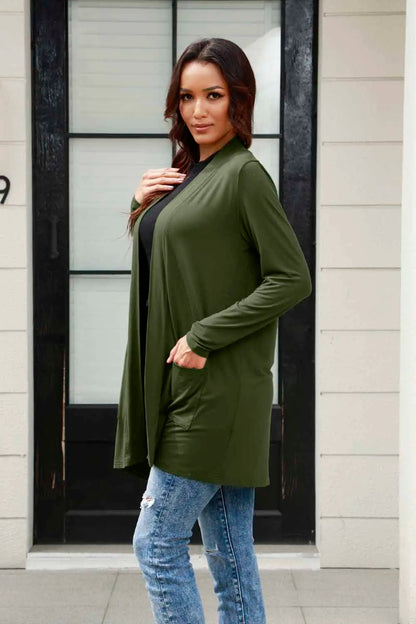 Basic Bae Full Size Open Front Long Sleeve Cardigan with Pockets New Era Fashion LLc