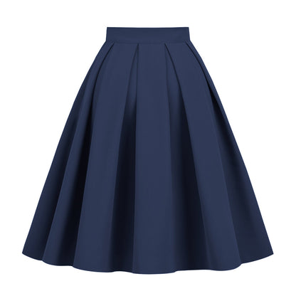 Solid Color A- Line Waist Fitted Umbrella Swing Mid-waist Large Swing All-matching Bubble Skirt Grayceful LLC