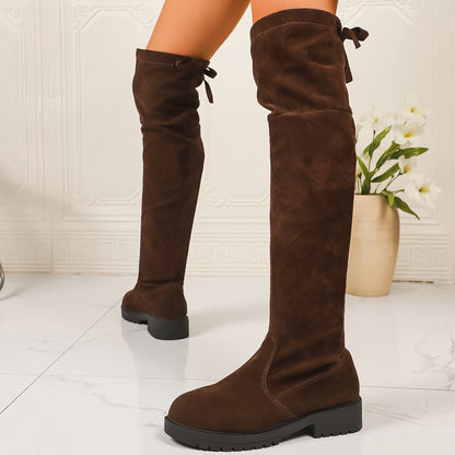 Women’s Elastic Knee-High Boots – Thick Sole Solid Color Fashion Boots FitiqueFit
