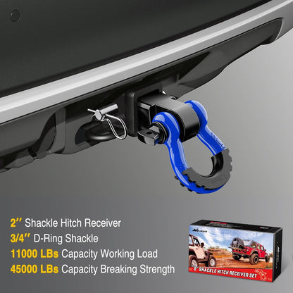 Heavy-Duty Shackle Hitch Receiver with 2-Inch Compatibility, 45,000 lbs Breaking Strength, 3/4" D Ring Trailer Pin, Solid Recovery Towing Kit for Trucks and Off-Road Vehicles New Era Fashion LLc