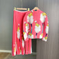 Pink Printed Pleated Skirt Set