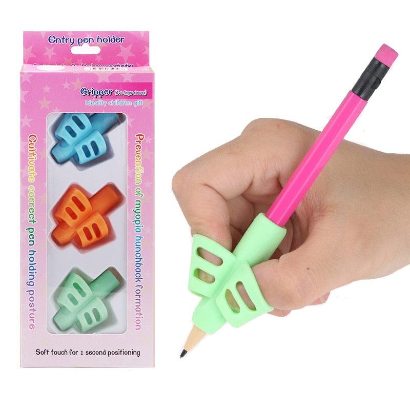 3Pcs/Set Soft Silica Pencil Grasp Two-Finger Gel Pen Grips Children Writing Training Correction Tool Pens Holding for Kids Gifts Children's School Supplies Triangular Correction Children's Writing Tool Stevvex
