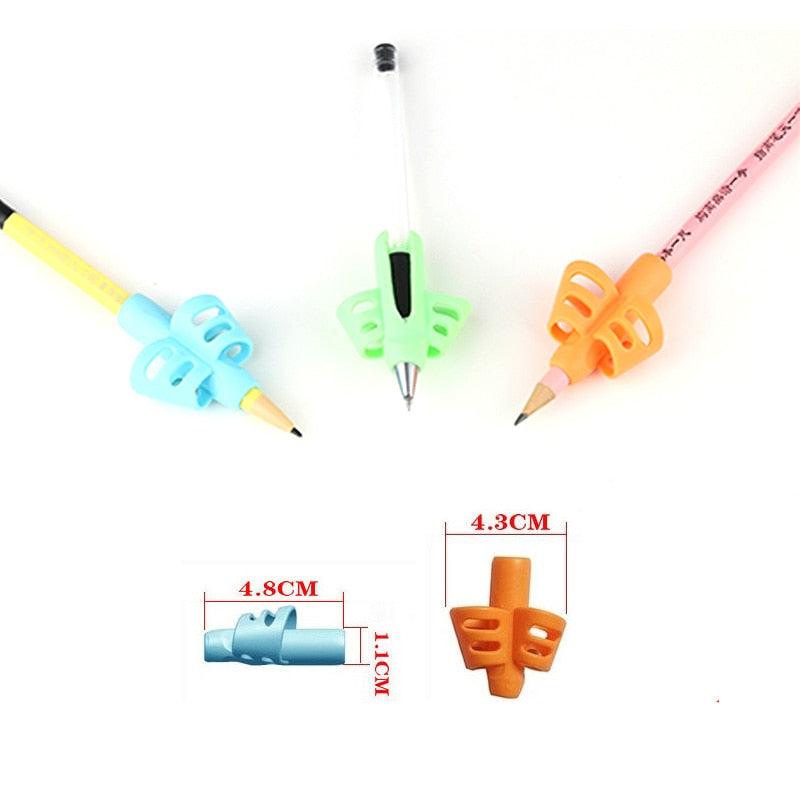 3Pcs/Set Soft Silica Pencil Grasp Two-Finger Gel Pen Grips Children Writing Training Correction Tool Pens Holding for Kids Gifts Children's School Supplies Triangular Correction Children's Writing Tool Stevvex