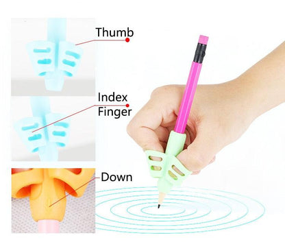 3Pcs/Set Soft Silica Pencil Grasp Two-Finger Gel Pen Grips Children Writing Training Correction Tool Pens Holding for Kids Gifts Children's School Supplies Triangular Correction Children's Writing Tool Stevvex