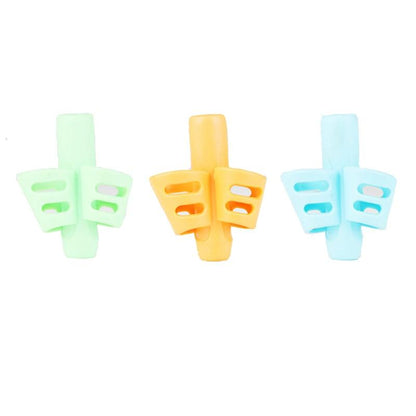 3Pcs/Set Soft Silica Pencil Grasp Two-Finger Gel Pen Grips Children Writing Training Correction Tool Pens Holding for Kids Gifts Children's School Supplies Triangular Correction Children's Writing Tool Stevvex
