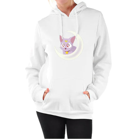 Women's Hooded Sweatshirt with Fleece Cat Design