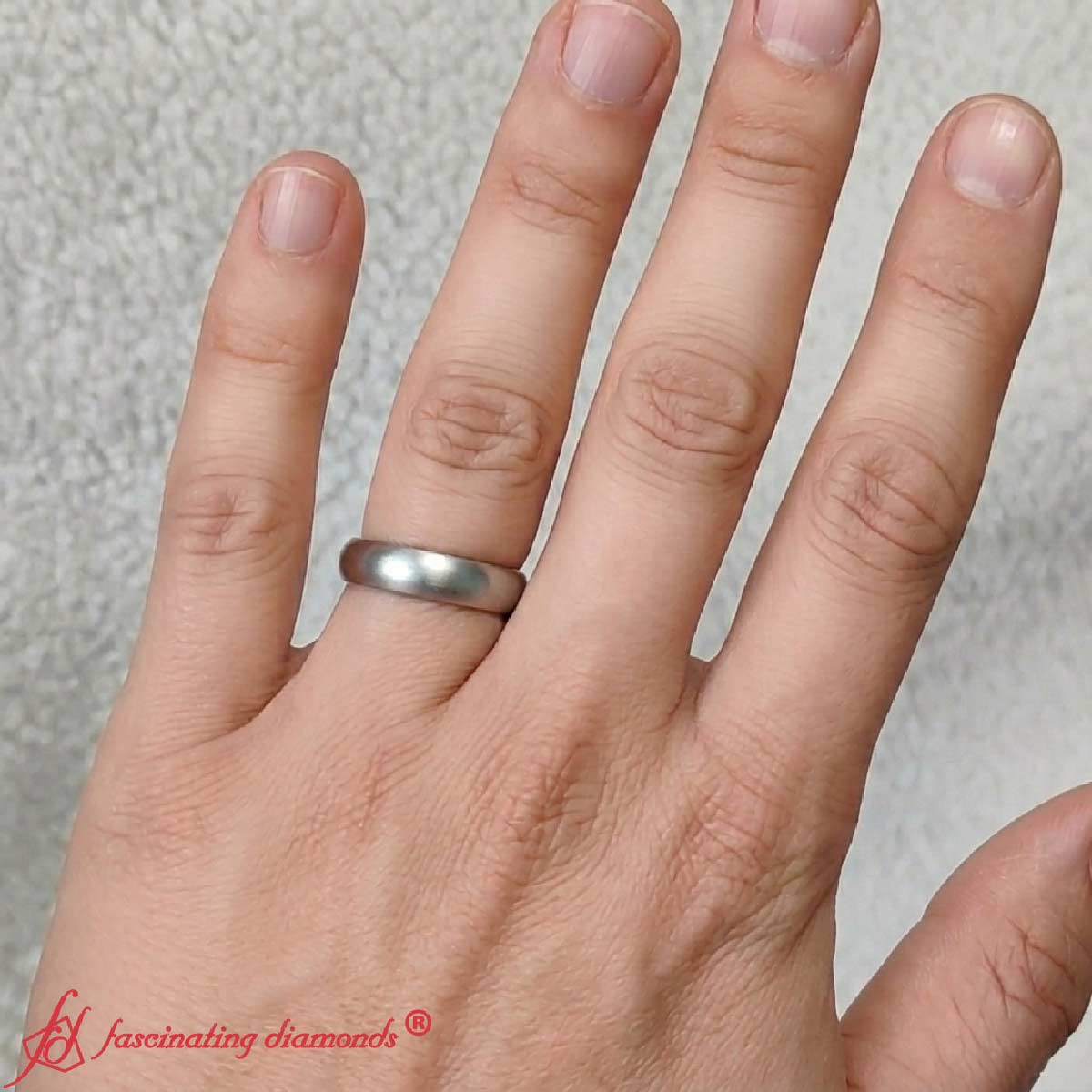 Wedding Band Beveled Edge Matte Fascinating Diamonds