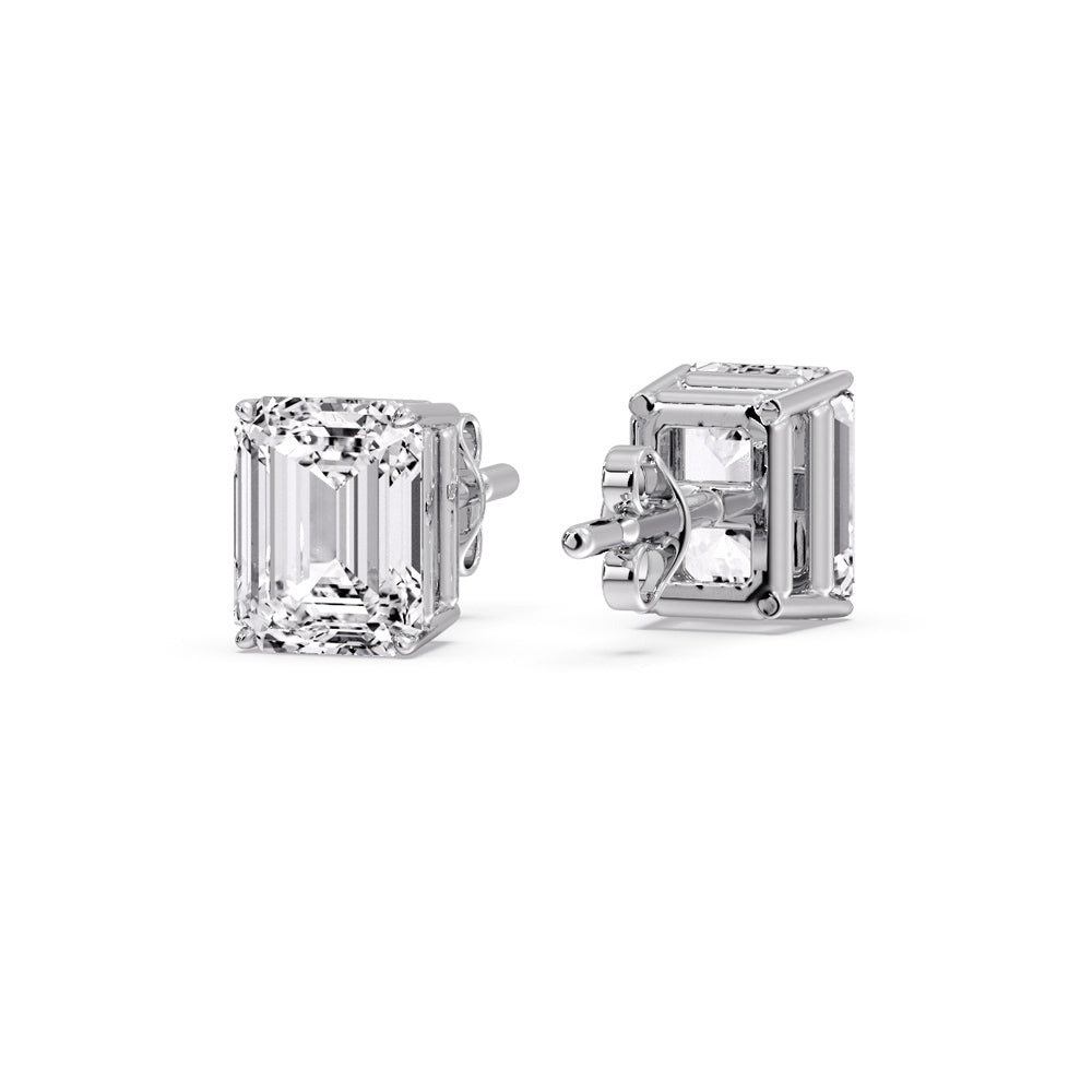 Emerald Cut Diamond Stud Earrings Fascinating Diamonds