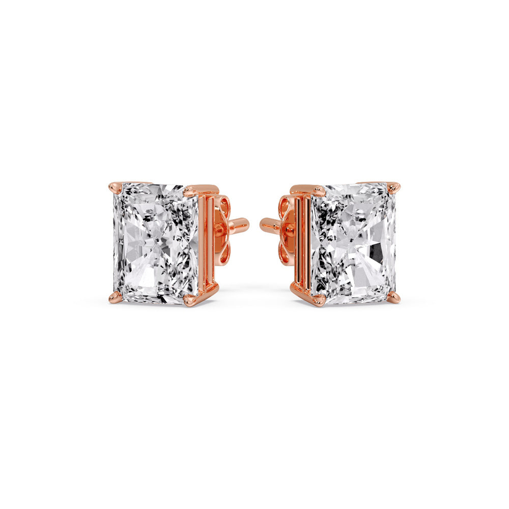 Radiant Diamond Basket Stud Earring Fascinating Diamonds
